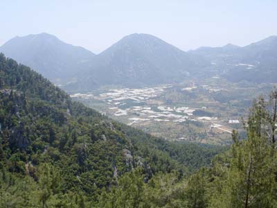 Blick vom Dreschplatz zurück ins Tal von Adrasan